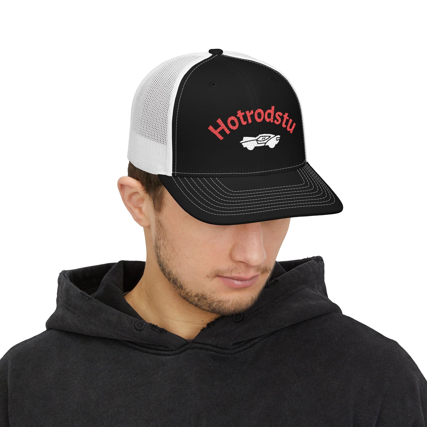Hotrod Style Snapback Trucker Cap | Vintage Inspired Headwear, Casual Summer Hat, Embroidered Cap, Gift for Car Enthusiasts, Outdoor Fashion
